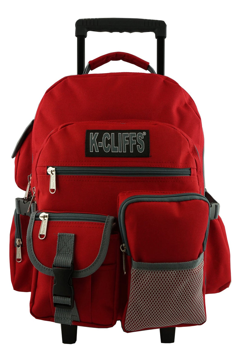 K-Cliffs Deluxe Wheeled Rolling Backpack for School with Premium Sturdy  Wheels