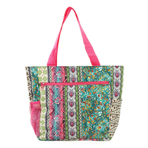 Large Printed Patterned Tote Bag w/ Liner for the Beach, Groceries, & School
