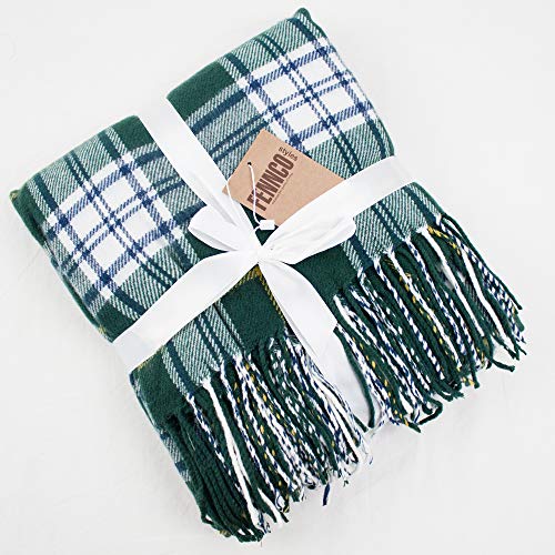 K-Cliffs - Cozy Color Plaid Design Throw Blanket with Tassels - 50