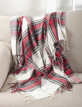 Load image into Gallery viewer, K-Cliffs Classic Color Plaid Pattern Tassel Trim Throw Blanket 50 x 60 Inch