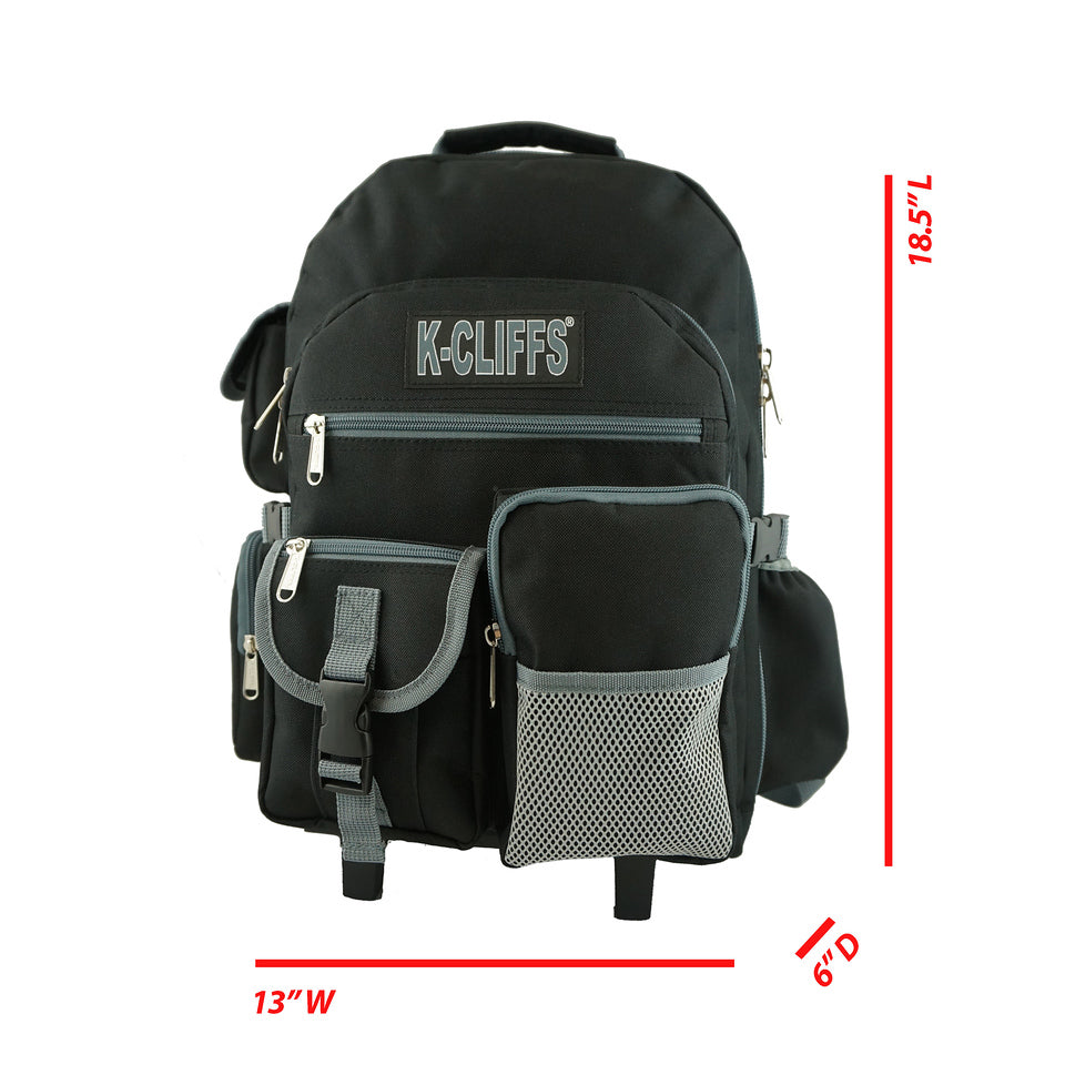 K-Cliffs Deluxe Wheeled Rolling Backpack for School with Premium Sturdy  Wheels