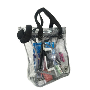 K-Cliffs Clear Tote See Through Messenger Work Bag  Zippered Bookbag with Cell Phone Pouch & Coin Pouch