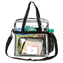 Load image into Gallery viewer, K-Cliffs 12" Unisex Clear PVC Heavy Duty Messenger Tote Stadium Approved  Shoulder Handbag