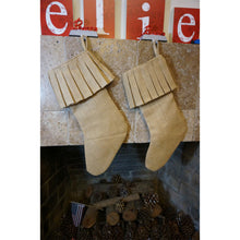 Load image into Gallery viewer, K-Cliffs Ruffle Natural Burlap Christmas Stocking Decoration 19" Long Holiday Décor Xmas Tradition Ruffled Jute Fireplace Hanging Stockings