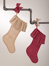 Load image into Gallery viewer, K-Cliffs Ruffle Natural Burlap Christmas Stocking Decoration 19" Long Holiday Décor Xmas Tradition Ruffled Jute Fireplace Hanging Stockings