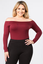 Load image into Gallery viewer, Off-the-Shoulder Bodysuit for Women Long Sleeve Nylon Spandex Stretchy Smooth Fit Bikini Cut Bodysuit One Size