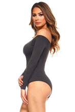 Load image into Gallery viewer, Off-the-Shoulder Bodysuit for Women Long Sleeve Nylon Spandex Stretchy Smooth Fit Bikini Cut Bodysuit One Size