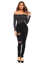 Load image into Gallery viewer, Off-the-Shoulder Bodysuit for Women Long Sleeve Nylon Spandex Stretchy Smooth Fit Bikini Cut Bodysuit One Size