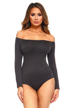 Load image into Gallery viewer, Off-the-Shoulder Bodysuit for Women Long Sleeve Nylon Spandex Stretchy Smooth Fit Bikini Cut Bodysuit One Size