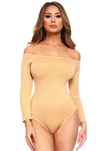 Load image into Gallery viewer, Off-the-Shoulder Bodysuit for Women Long Sleeve Nylon Spandex Stretchy Smooth Fit Bikini Cut Bodysuit One Size
