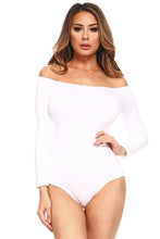 Load image into Gallery viewer, Off-the-Shoulder Bodysuit for Women Long Sleeve Nylon Spandex Stretchy Smooth Fit Bikini Cut Bodysuit One Size
