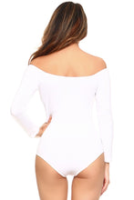 Load image into Gallery viewer, Off-the-Shoulder Bodysuit for Women Long Sleeve Nylon Spandex Stretchy Smooth Fit Bikini Cut Bodysuit One Size
