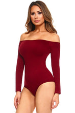 Load image into Gallery viewer, Off-the-Shoulder Bodysuit for Women Long Sleeve Nylon Spandex Stretchy Smooth Fit Bikini Cut Bodysuit One Size