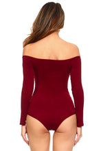 Load image into Gallery viewer, Off-the-Shoulder Bodysuit for Women Long Sleeve Nylon Spandex Stretchy Smooth Fit Bikini Cut Bodysuit One Size