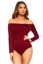 Load image into Gallery viewer, Off-the-Shoulder Bodysuit for Women Long Sleeve Nylon Spandex Stretchy Smooth Fit Bikini Cut Bodysuit One Size