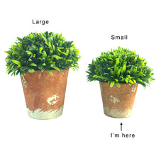 Load image into Gallery viewer, Artificial Foliage Grass in Rustic Pot Realistic Faux Lush Green Plant Fake Greenery Potted Pulp for Home Office Restaurant Decor