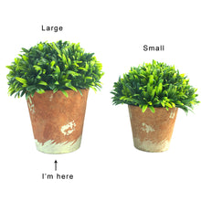 Load image into Gallery viewer, Artificial Foliage Grass in Rustic Pot Realistic Faux Lush Green Plant Fake Greenery Potted Pulp for Home Office Restaurant Decor