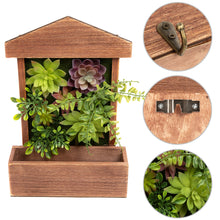 Load image into Gallery viewer, K-Cliffs Wooden House Shape Frame Design with 3 Key Hooks, 3D Faux Plants
