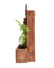 Load image into Gallery viewer, K-Cliffs Wooden House Shape Frame Design with 3 Key Hooks, 3D Faux Plants