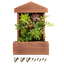 Load image into Gallery viewer, K-Cliffs Wooden House Shape Frame Design with 3 Key Hooks, 3D Faux Plants