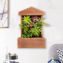 Load image into Gallery viewer, K-Cliffs Wooden House Shape Frame Design with 3 Key Hooks, 3D Faux Plants
