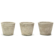 Load image into Gallery viewer, K-Cliffs Set of 3 Mini Gray Cement Pots with Wood Display Stand for Succulents