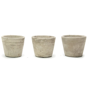K-Cliffs Set of 3 Mini Gray Cement Pots with Wood Display Stand for Succulents