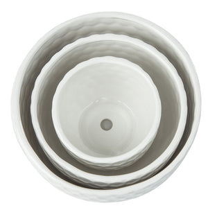 K-Cliffs Set of 3 Golf Ball-Inspired White Round Ceramic Planters with Drainage Hole w/Attached Saucers, SML Sized