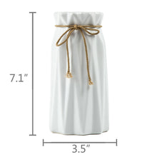 Load image into Gallery viewer, K-Cliffs White Ceramic Flower Pot Modern Geometric Vases White Rose Vase for Home Decor