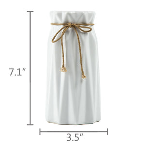 K-Cliffs White Ceramic Flower Pot Modern Geometric Vases White Rose Vase for Home Decor
