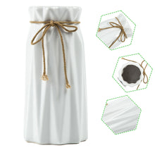 Load image into Gallery viewer, K-Cliffs White Ceramic Flower Pot Modern Geometric Vases White Rose Vase for Home Decor