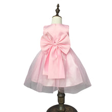 Load image into Gallery viewer, Chiffon Tulle Flower Girl Dress Sleeveless Tea-Length Girls Lace Skirt with Large Bow Sash for Wedding Church Birthday Party Pageant
