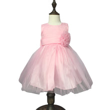 Load image into Gallery viewer, Chiffon Tulle Flower Girl Dress Sleeveless Tea-Length Girls Lace Skirt with Large Bow Sash for Wedding Church Birthday Party Pageant