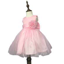 Load image into Gallery viewer, Chiffon Tulle Flower Girl Dress Sleeveless Tea-Length Girls Lace Skirt with Large Bow Sash for Wedding Church Birthday Party Pageant