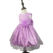 Load image into Gallery viewer, Chiffon Tulle Flower Girl Dress Sleeveless Tea-Length Girls Lace Skirt with Large Bow Sash for Wedding Church Birthday Party Pageant
