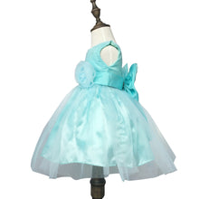 Load image into Gallery viewer, Chiffon Tulle Flower Girl Dress Sleeveless Tea-Length Girls Lace Skirt with Large Bow Sash for Wedding Church Birthday Party Pageant