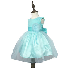Load image into Gallery viewer, Chiffon Tulle Flower Girl Dress Sleeveless Tea-Length Girls Lace Skirt with Large Bow Sash for Wedding Church Birthday Party Pageant