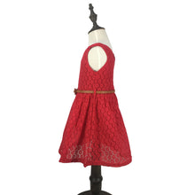 Load image into Gallery viewer, Girls Sleeveless Lace Dress with Bow Belt Elegant Tea-Length A-Line Children Chiffon Dress for Church Wedding Birthday Party