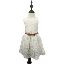 Load image into Gallery viewer, Girls Sleeveless Lace Dress with Bow Belt Elegant Tea-Length A-Line Children Chiffon Dress for Church Wedding Birthday Party