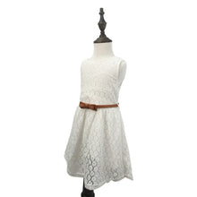 Load image into Gallery viewer, Girls Sleeveless Lace Dress with Bow Belt Elegant Tea-Length A-Line Children Chiffon Dress for Church Wedding Birthday Party