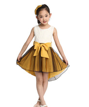 Load image into Gallery viewer, Elegant Girls Party Dress Sleeveless Lace Bodice High-Low Layered Tulle Skirt with Bow Sash