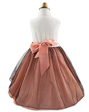 Load image into Gallery viewer, Elegant Girls Party Dress Sleeveless Lace Bodice High-Low Layered Tulle Skirt with Bow Sash