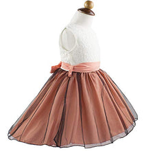 Load image into Gallery viewer, Elegant Girls Party Dress Sleeveless Lace Bodice High-Low Layered Tulle Skirt with Bow Sash