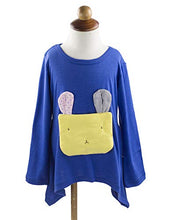 Load image into Gallery viewer, Girls Long Sleeve Bunny Tunic - Sharkbite Hem Toddler High-Low trapeze Top with 3D Rabbit Ears Flares Out Silhouette
