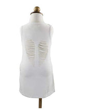 Load image into Gallery viewer, Girls White Sleeveless Graphic Dress - Cartoon Print Tank Dress with Angel Wing Cutout Back