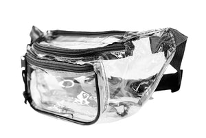 K–Cliffs Clear Anti-Theft 3-Zipper PVC Fanny Pack with colored Trim for Music Festivals & Raves