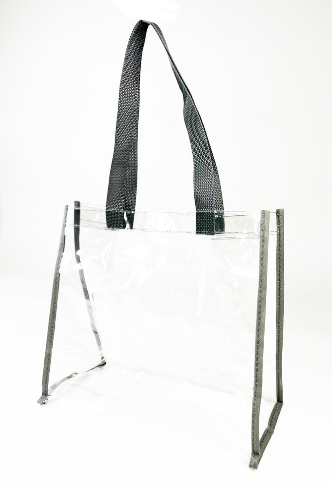 12 x 12 Large Clear Thin Plastic Tote Bags - 24 Pc.