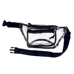 K–Cliffs Clear Anti-Theft 3-Zipper PVC Fanny Pack with colored Trim for Music Festivals & Raves