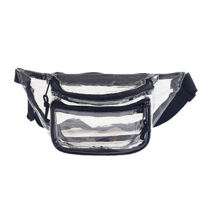K–Cliffs Clear Anti-Theft 3-Zipper PVC Fanny Pack with colored Trim for Music Festivals & Raves