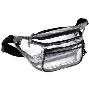 K–Cliffs Clear Anti-Theft 3-Zipper PVC Fanny Pack with colored Trim for Music Festivals & Raves